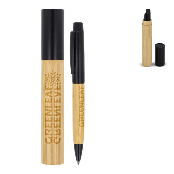 Metallkugelschreiber Bambus in Tube