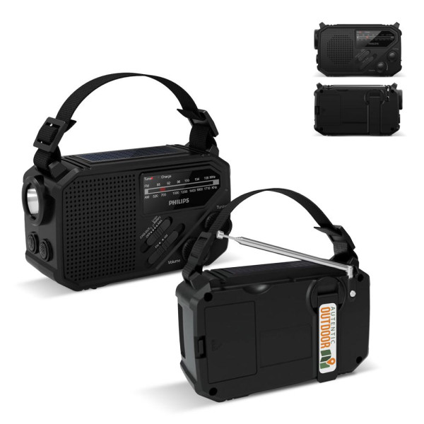 Philips TAR1609 Notfallradio mit analogem FM/AM-Tuner und Taschenlampe