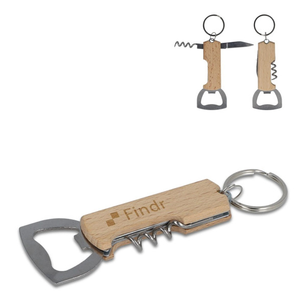 Bambus Wein & Flaschenöffner Schlüsselanhänger