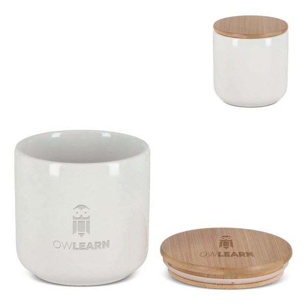 Vorratsdose aus Keramik & Bambus 550 ml