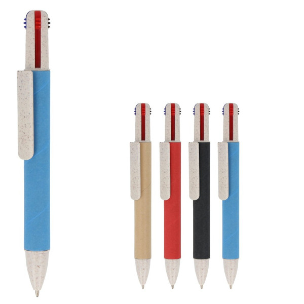 Papierkugelchreiber mit 4 Schreibfarben