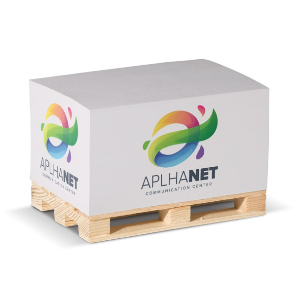 Zettelblock Pad 12x8x6cm auf Holzpalette